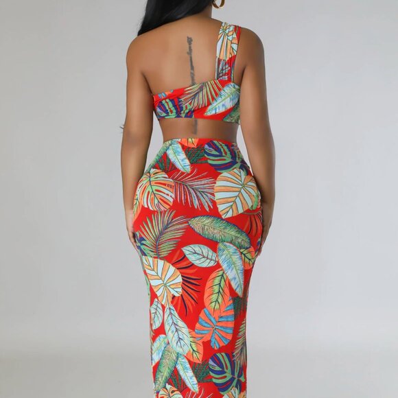 Viena Floral Two Piece Skirt and Crop top Sexy Set - Picture 4 of 5